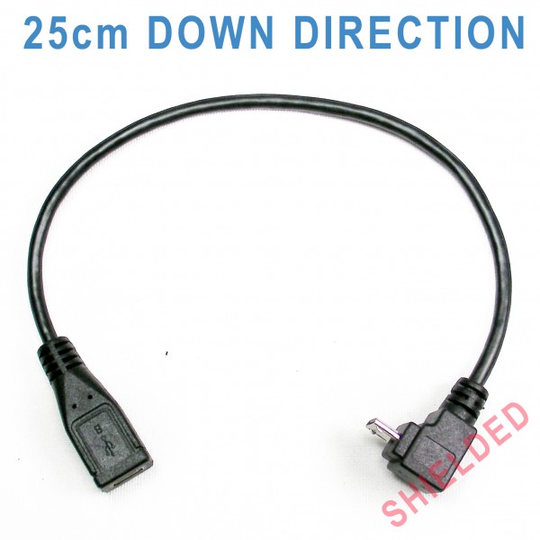 25cm Micro USB Down direction L-shape adapter video cable for Street Guardian SGZC12RC,Thinkware F750 ( SHIELDED )